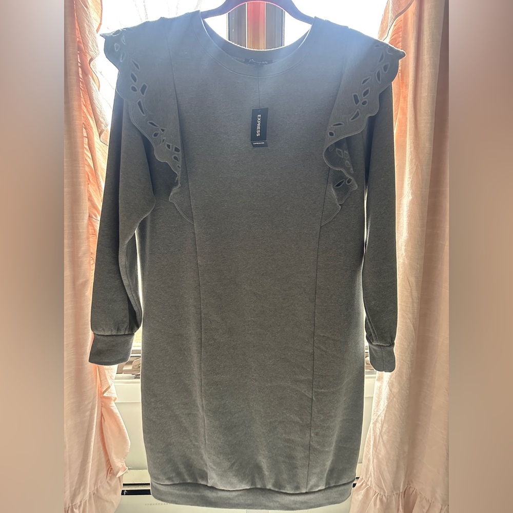 Express Charcoal Long Sleeve Dress fleece NWT sz S sweater dress